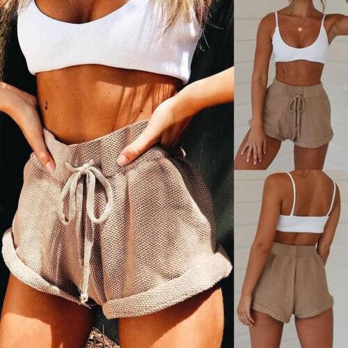 Women Shorts High Waist Tie Belt Shorts Bottoms Summer Loose Trousers Hotpants Streetwear