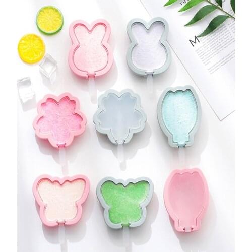 Diy Lovely Mold Dessert Ice Cream Mold Silicone Ice Cream Mould Ice Cube Tray Popsicle Barrel with Popsicle Stick Baking Mold