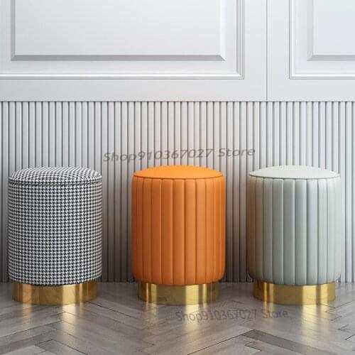 Nordic Makeup Stool Dressing Table Stool Light Luxury Makeup Chair Bedroom Fabric Sofa Round Stool Shoe Changing Stool