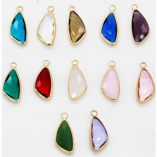 12p10x18mm Leaf crystal rhinestone Faceted Framed glass pendants connector necklace earrings findings 1-Loop jewelry Metal Beads