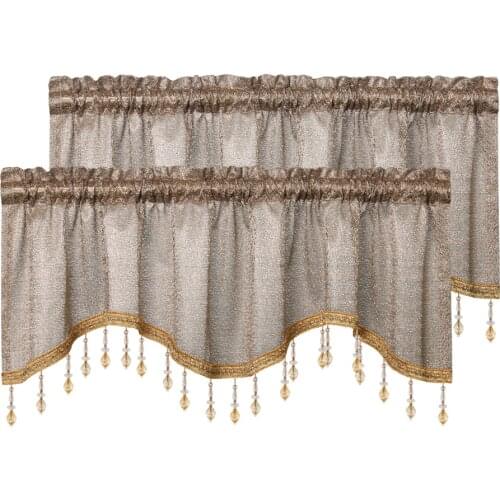 1 Set Window Treatment Tulle for Living Room Bedroom Sheer Curtain for Kitchen Scalloped Curtain Tier Home Hotel Coffee Decor