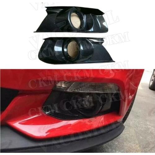 Carbon Fiber Front Rear Bumper Fog Lamp Foglight Decoration Cover Trim Frame for Ford Mustang 2015 2016 2017 2018