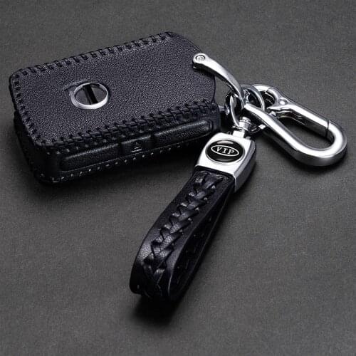 Top Layer Leather Car Key Case Key Cover Concise Shell For Volvo xc60 S90 xc90 xc40 v90 S60 2020 2021 Car Key Ring Keychain