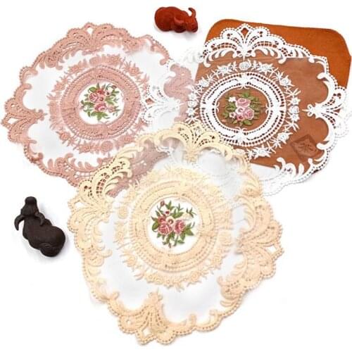 Vintage lace Water soluble embroidery place Coaster cloth pad cup mug Napkin doily coaster wedding/New Year Christmas