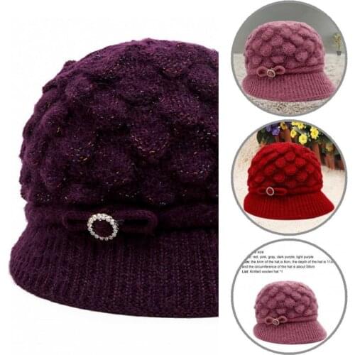 Vibrant Color Useful Fleeced Lining Winter Warm Knit Hat Knitted Fabric Cold Warm Hat Fine Workmanship for Girl