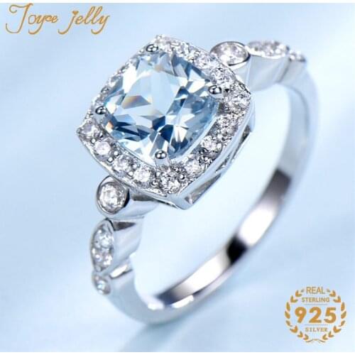 JoyceJelly 925 Silver Jewelry Ring Square Design Color Gemstone Ruby Emerald Aquamarine Purple Ring Hot Selling Gift Wholesale