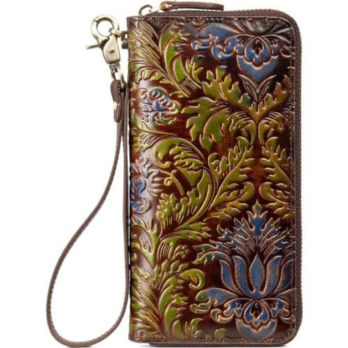 Genuine Leather Purse Real Cowhide Woman Purse Long Designer Cash Coin Pocket Card Holder Clutch Bag Vintage Female Wallet