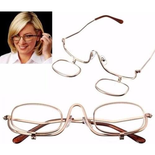 Women Lady Make-up 1x Magnifying Makeup Eye Alloy Glasses Spectacles Flip Down Lens