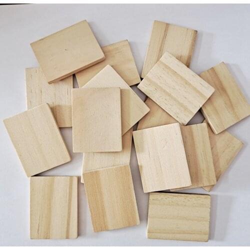 100pcs 3.5X4.5CM Unfinished Natural Wood Rectangle Blank Pieces Wooden Tags Slices for Arts & Crafts, Painting DIY Decorations