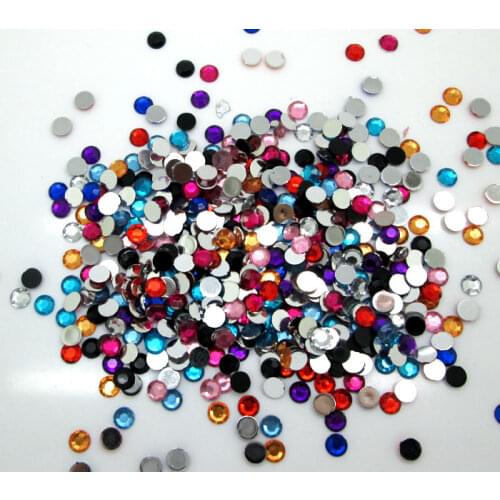1000Pcs Mixed 6mm Round Acrylic Decoration Crafts Beads Flatback Cabochon Scrapbook DIY For Clothes Embellishments Accessories