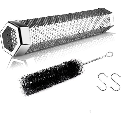 12inch Hexagon Bbq Wood Pellet Tube Smoker Portable Barbecue Hot Cold Smoking Mesh Tube Smoke Generator Pellet Smoker New #g2