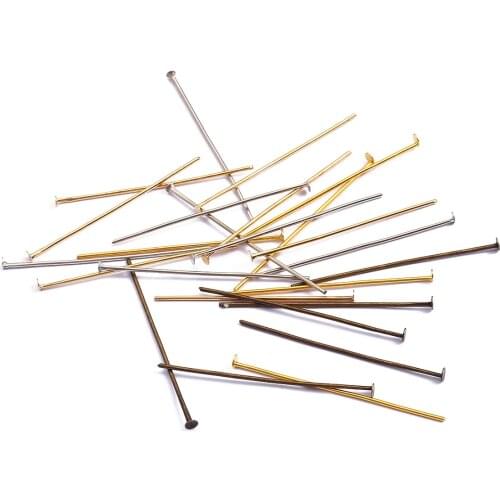 200Pcs 16 20 24 30 35 40 45 50mm Flat Head Pins Gold/Copper/Rhodium Headpins For Jewelry Findings Making DIY Earrings Supplies