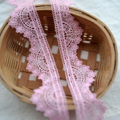 4M/lot 3.5cm wide Exquisite pink water soluble embroidery lace clothes trimming cuffs neckline accessories SC232