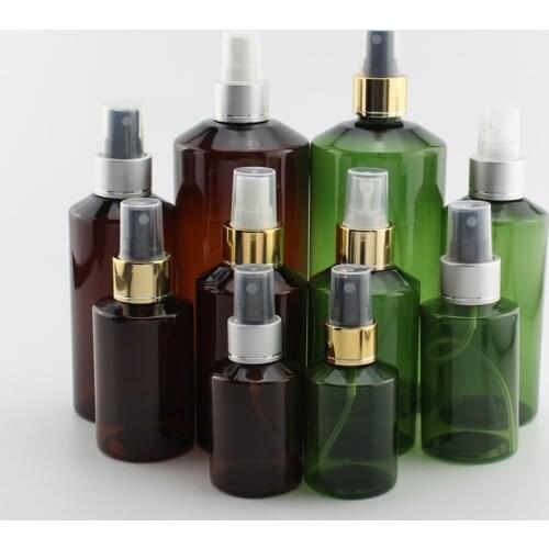 50ml 100ml 150ml 200ml 500ml Empty Mist Spray Perfume Plastic Bottles,Green Bottle Amber Container Refillable Packaging