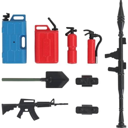 7pcs 1/10 Scale Garage Accessories Tools Kit Fire Extinguisher Shovel Jerry Can Toy for RC Crawler Truck SCX10 TRX4 D90 CC01 TF2