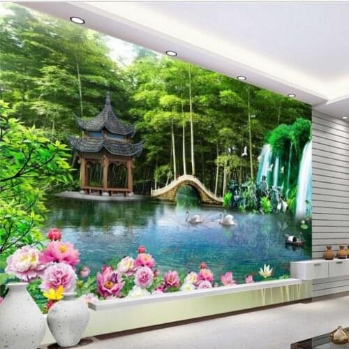 Wellyu Custom large - scale murals beautiful landscape painting TV backdrop non - woven wallpaper papel de parede para quarto