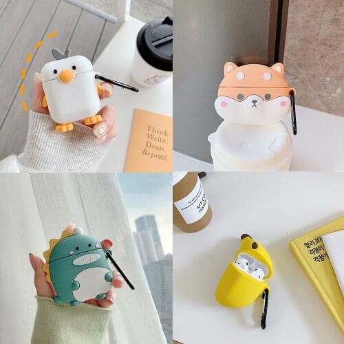 Cartoon Cat Duck Funda for Airpods 1 2 Cover Good Quality Bluetooth Wireless Earphone Cover Paw Pink Girl Star Headset Shell