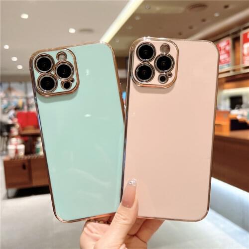 Luxruy Square Plated Case for iPhone 11 Pro Max XR 7 8 Plus XS X Silicone Mint Gold Electroplate Cover SE 2020 12 Pro Max Coque