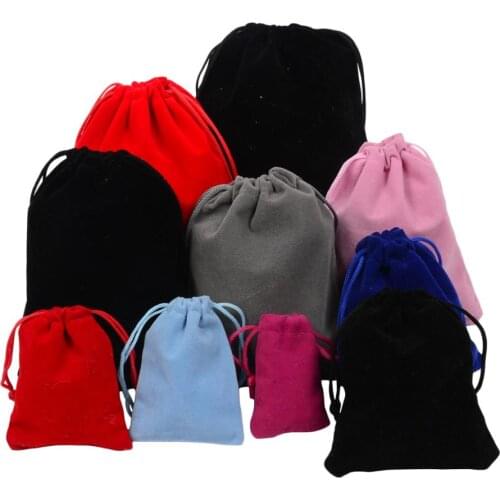 Double Faced Flannel bag Drawstring Wristlets Pocket Bag High End Jewelry Solid Color Bags Portable Multi-Function Pouch Bag
