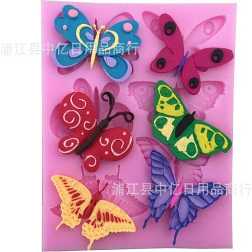 6 Hole Butterfly Knot Shape Cake Mold Embossed Silicone Mould Soap Chocolate Ice Cake Molds DIY Cake Decoration Bakeware Tools