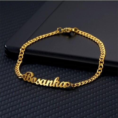 Personalized Custom 5mm Cuban Chain Name Bracelet Stainless Steel Customized Fashion Gold Letter Bracelets for Men Women Jewelry