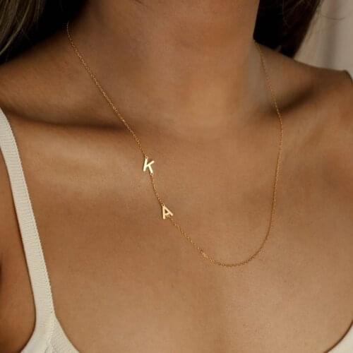 Customized Name Necklace Personalised Initial Necklace Stainless Steel Name Plate Pendant Gold Necklace For Women Jewelry Gift