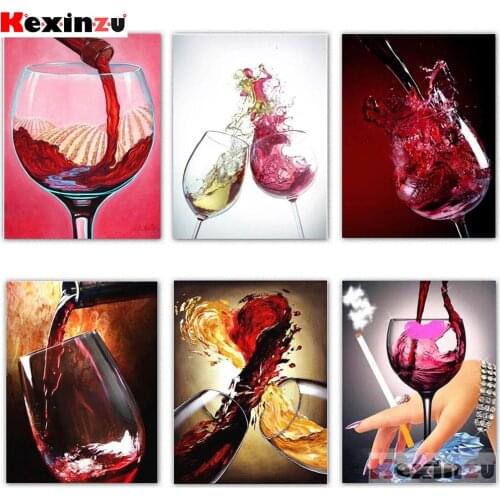 KEXINZU Paint With Diamond Embroidery "Wine glass" Diamond Painting Full Square Round Picture Of Rhinestone Decor