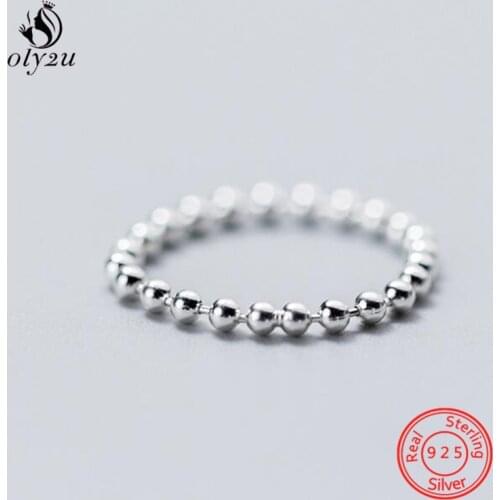 Minimalist 925 Sterling Silver Ring Slim Stacking Beaded Rings for Girls Wedding Party S925 Jewelry Women Ring Adjustable