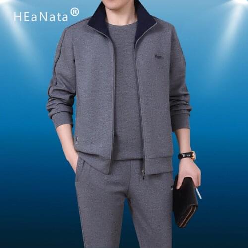 Men 3 Pieces Cotton Sportwear Suit Men Fitness Comfortable Tracksuit Sport Good Quality Running Sets L-5XL Tracksuits