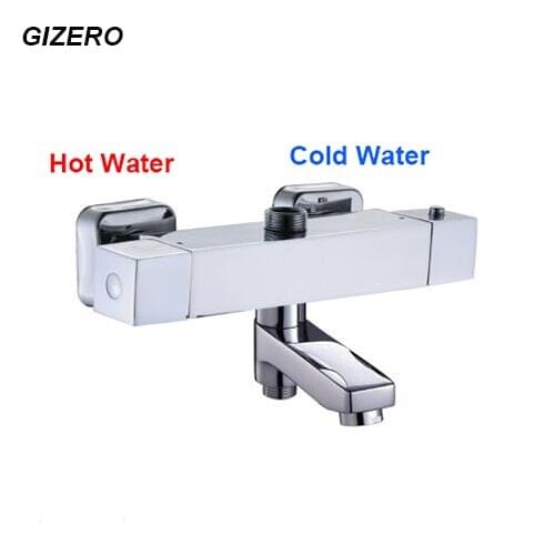 GIZERO Bathroom Shower Set Thermostat Temperature Control Wall Mounted Swivel Spout Dual Handle thermostatic shower faucet ZR966