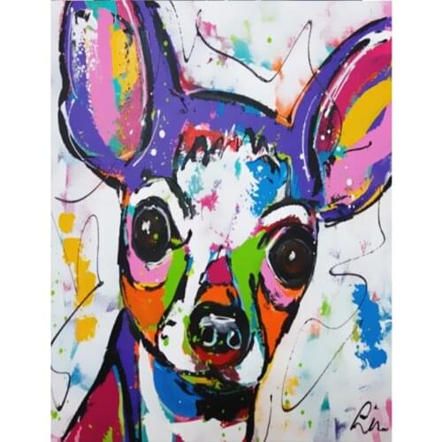 DIY Painting By Numbers Colorful Animals Dog Oil Painting HandPainted Home Decor Gift Canvas Drawing