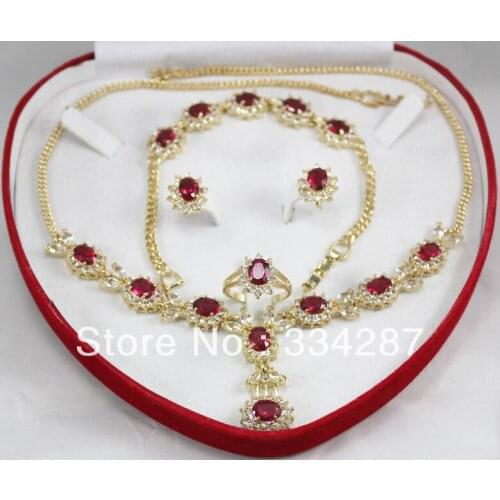 New Listed ! CZ Crystal Ring Bracelet Earring Necklace Jewelry Set