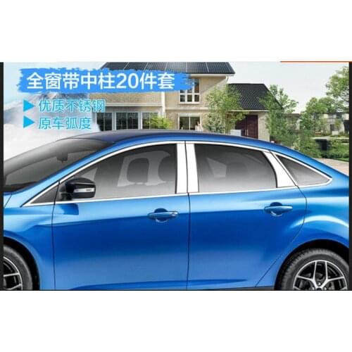 Fit For 2012-2017 Ford Focus Mk3 Sedan Chrome Door Upper Bottom Window Lining Frame Sill Belt Trim Cover Molding Garnish