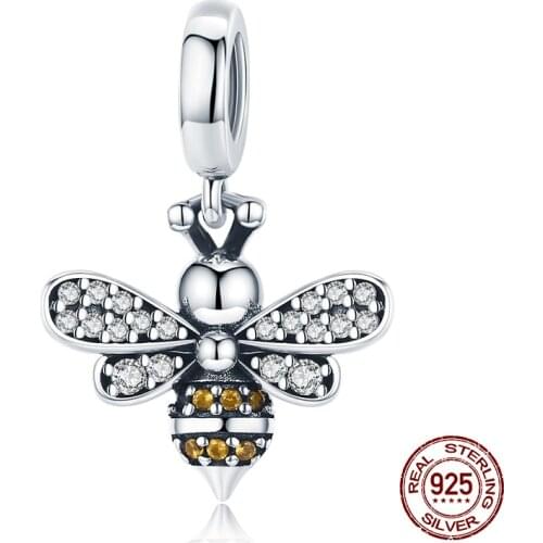 Fit original Pandora bracelet charm woman necklace bee pendant 925 sterling silver charms fashion jewelry making
