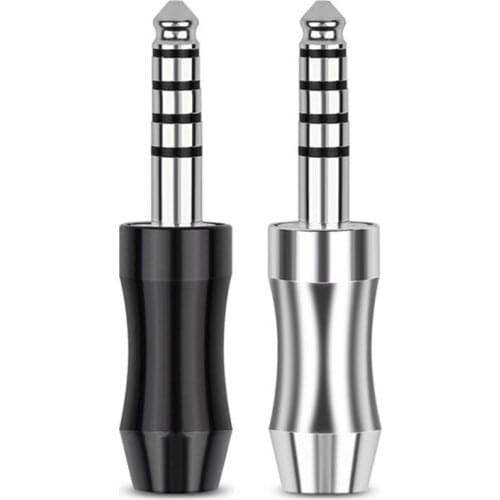 4.4mm Connector Speaker Terminal Audio Male Jack Rhodium Plated 5 Pole Earphone Plug For HiFi 6.0mm Headphone Cable Black Silver