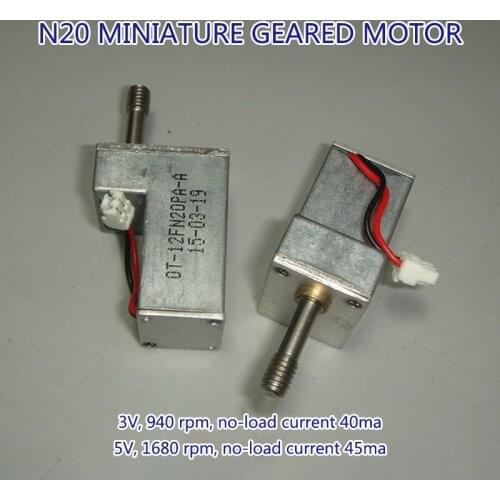 Micro N20 Geared Motor DC 3V 5V 6V Z Shape Cast Aluminum Shell Speed Reduction Motor, Full Metal Gear, 940-2040 rpm, 4mm Thread