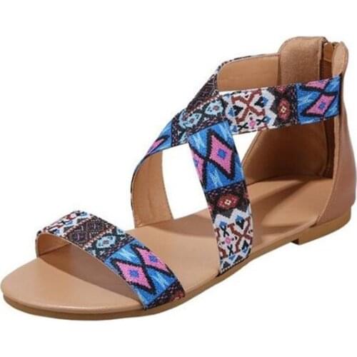 Large size sandals womens summer new fashion word beach shoes women casual zipper slides womens slippers platform sandal shoes