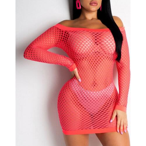 Sexy Mesh Fishnet Crochet Women Bikini Cover Up Hallow Beach Wear Dress Summer Bathing Suit Swimsuit Kaftan