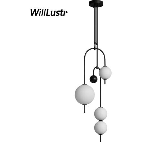 Modern LED Iron Pendant Lamp Glass Ball Grape Suspension Light Hotel Cafe Restaurant Office Bedroom Minimalist Hanging Lighting