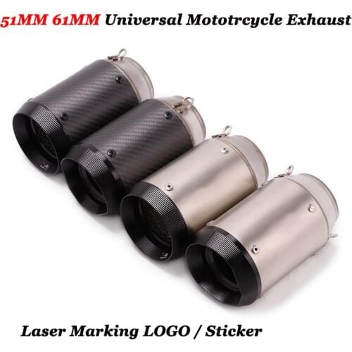 51MM 61MM Universal Motorcycle Exhaust Pipe Carbon Fiber Escape For GSXR600 Z1000 NINJA400 CBR1000 R1 R3 R6 Z900 K8 S1000R 1290