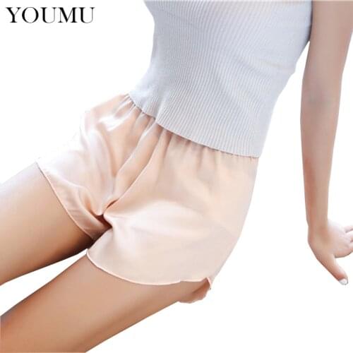 Women Faux Silk Casual Safety Short Pants 6 Colors Solid Elastic Waist Breathable Underpants Loose Summer Wear 903-A647