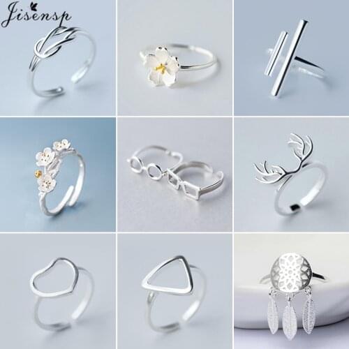 Geometric Silver Color Ring for Women Simple Round Heart Flower Triangle Open Finger Rings Girls Everyday Jewelry bijoux femme