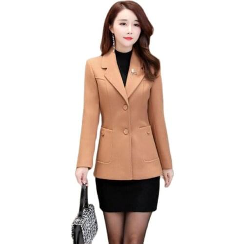 New Fashion Spring Autumn Jacket Womens Single-Breasted Wool Coat Solid Color Korean Slim Female Woolen Jacket Outerwear 2021