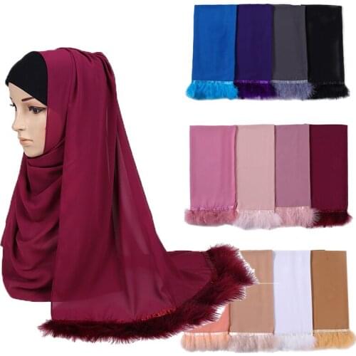 10pc/lot Feather Chiffon Scarf Hijab Down Bubble Scarf Luxury Popular Tassel Scarves Shawl Muslim Scarf 170X75cm