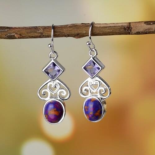 2020 new retro ladies earrings European and American fashion purple earrings