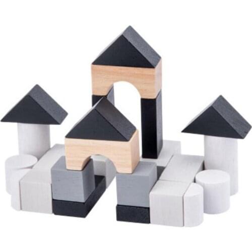 24 Pcs Wooden Toys For Kids 4-6 Years Old,Wooden Blocks Construction Building Toys Set Travel Toys Gifts For Boys Girls