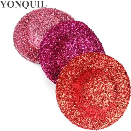5.2" 13CM 10 Color BLINGBLING Glitter Top Fascinator Hats Pillbox Party Hats DIY Hair Accesspries Children Show Headwear
