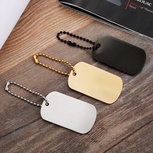 In bulk 5pcs Lot Stainless Steel Smooth Dog Tag Army card Pendant necklace Charm Chain 5 inch
