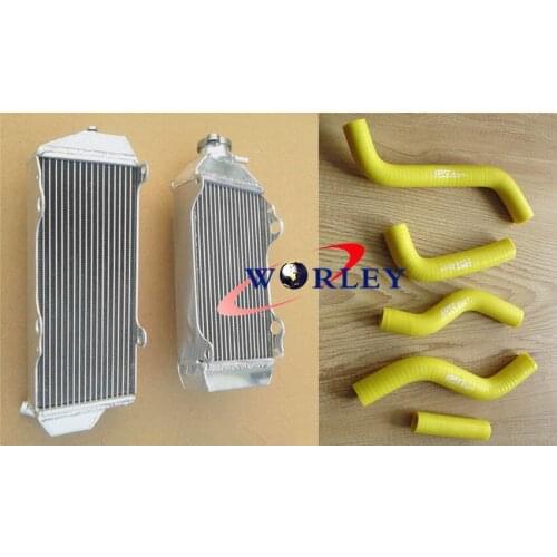 Aluminum radiator & silicone YELLOW hose for SUZUKI RMZ250 2007 2008 2009 cooling system