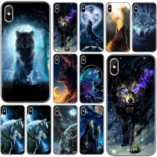 Moon roaring wolf Cover Soft Silicone TPU Phone Case For iPhone 5 5S SE 6 6plus 7 8 plus X XS XR XS Max 11 Pro Max